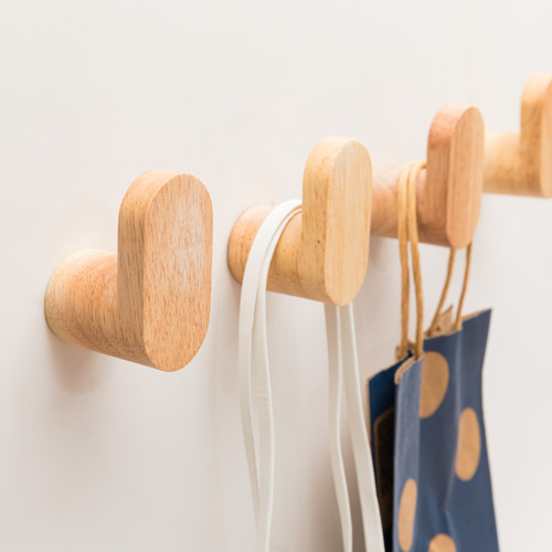 L Curved Rubberwood Wall Hook