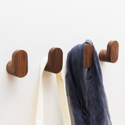 L Curved Walnut Wall Hook