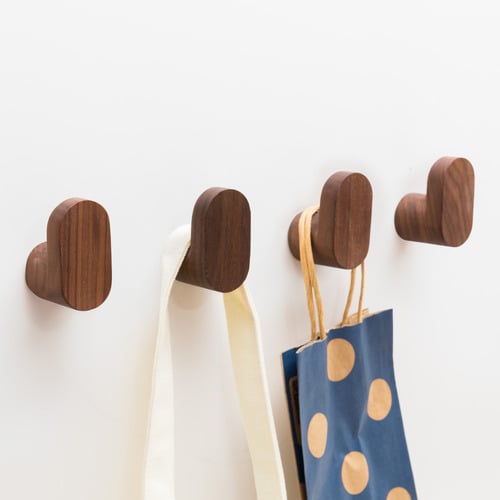 L Curved Walnut Wall Hook