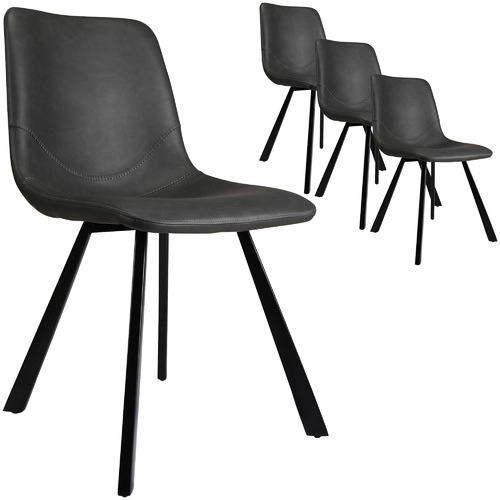 Keys Road Designs Sandra Faux Leather, Leather Dining Chairs Set Of 4 Black