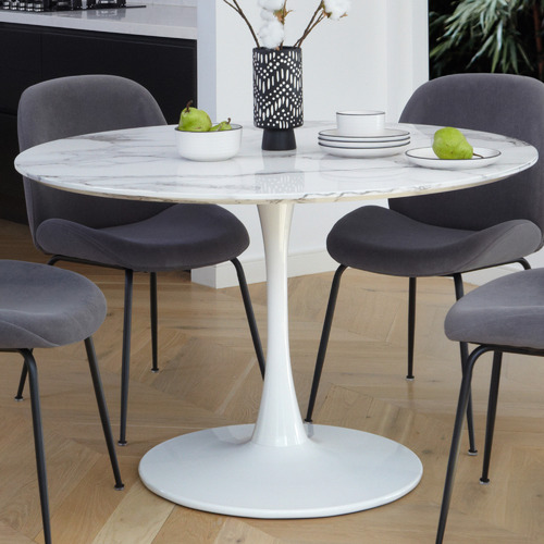 Keys Road Designs 120cm Faux Marble Tulip Table Replica Temple Webster