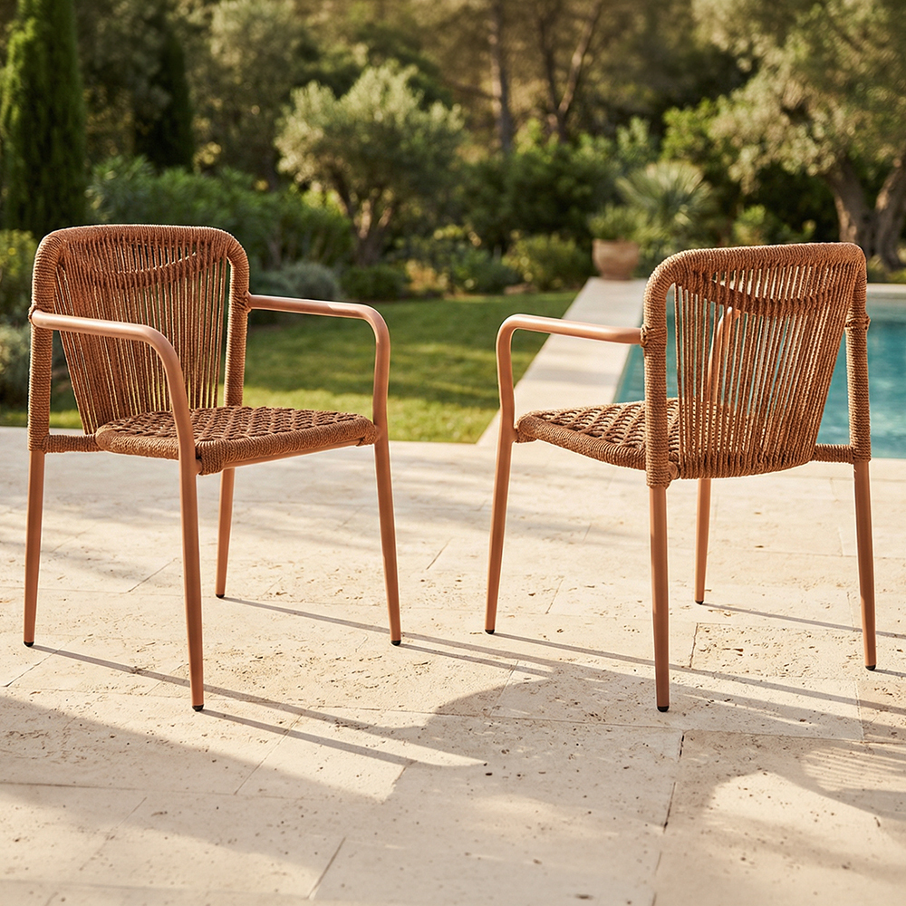 Cyra Rope Weave Outdoor Dining Chairs