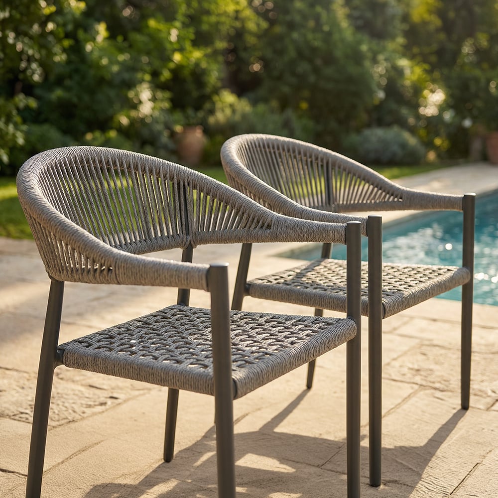 Aeliana Rope Weave Outdoor Dining Chairs
