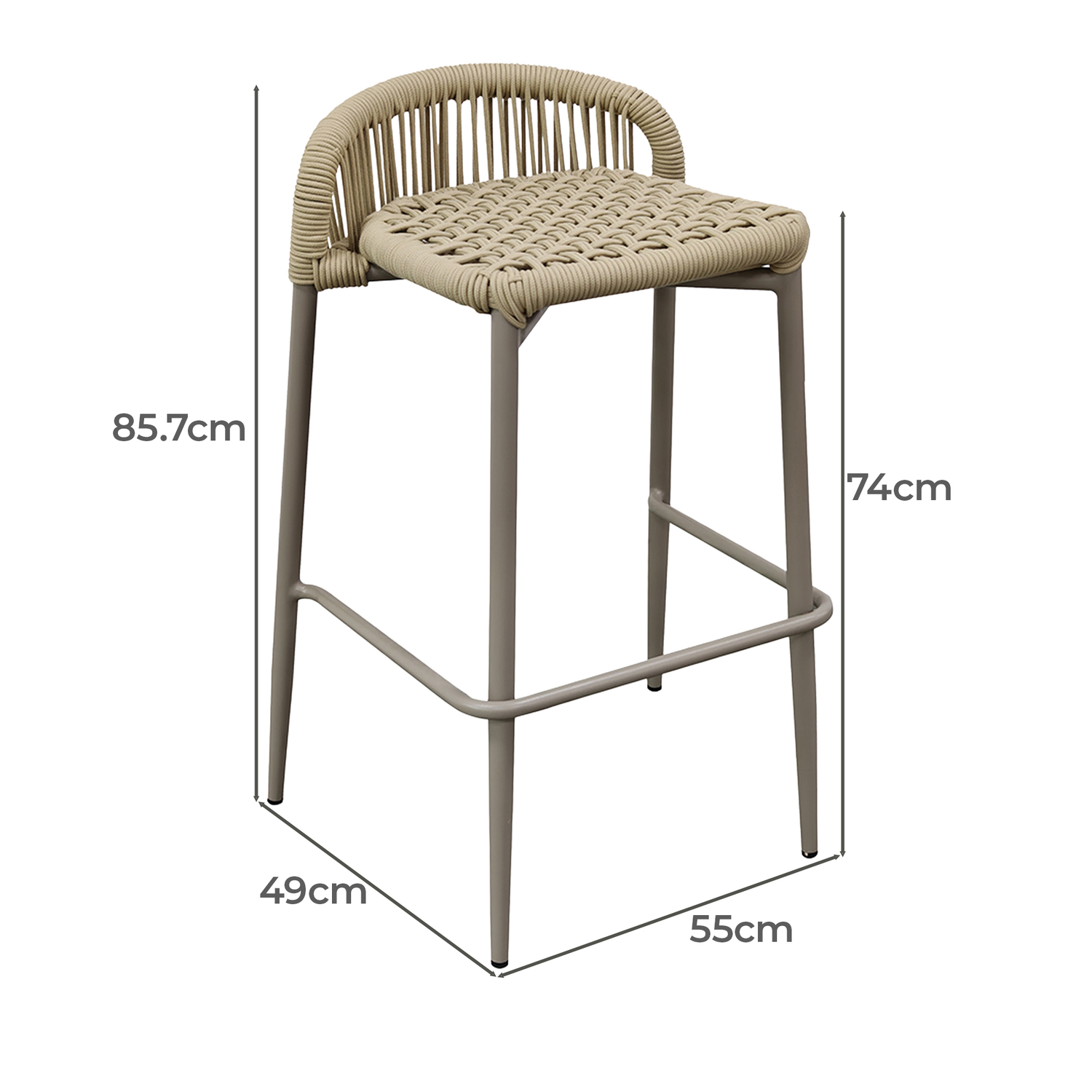 74cm Cyra Rope Weave Outdoor Bar Stools