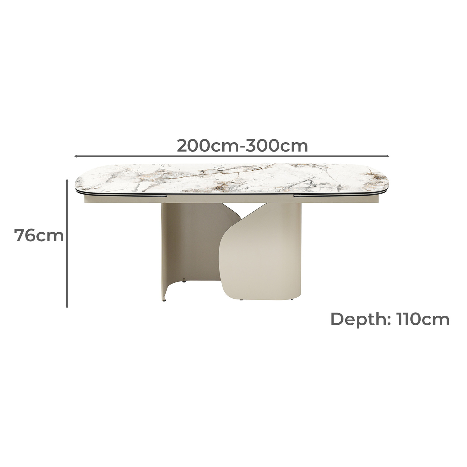 Milford Extendable Ceramic & Glass Dining Table