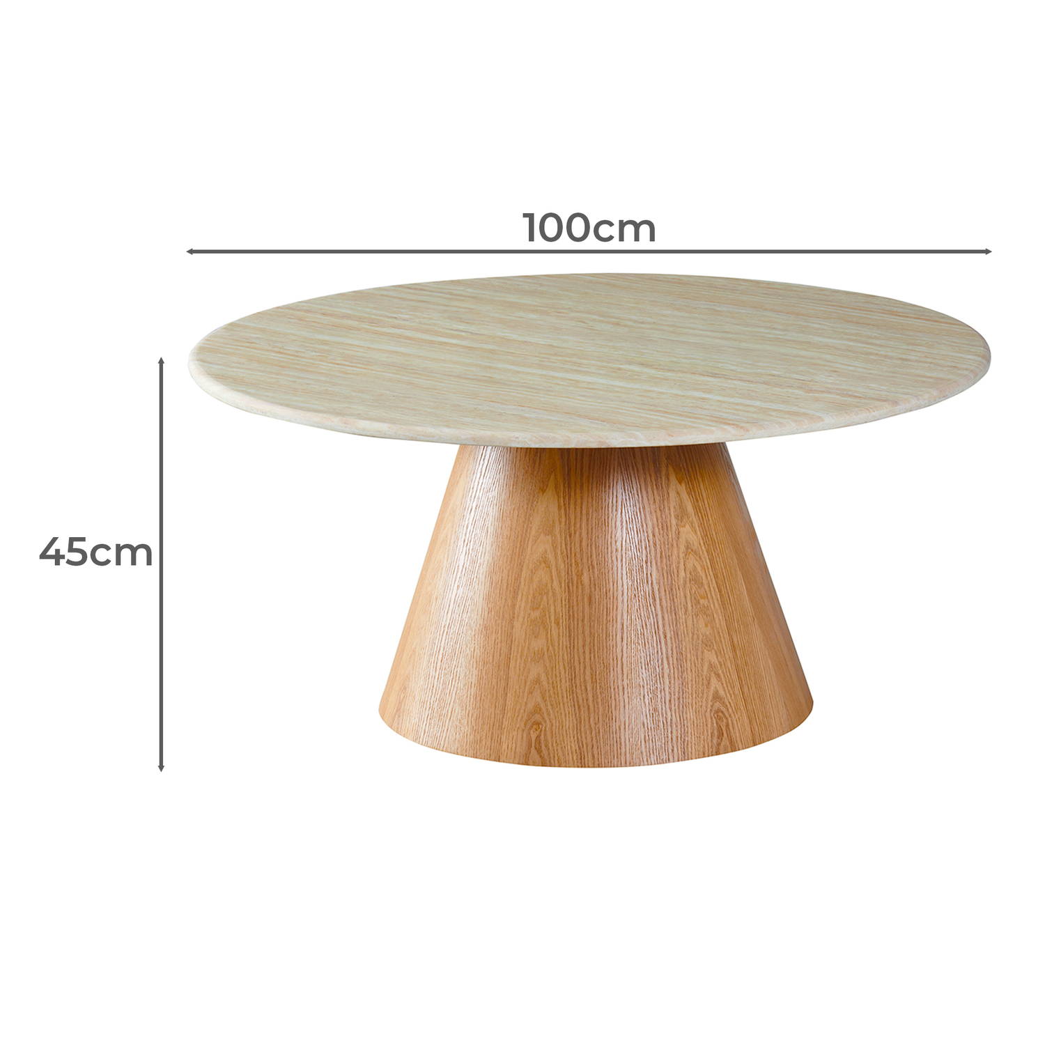 Wesley Round Travertine-Look Coffee Table