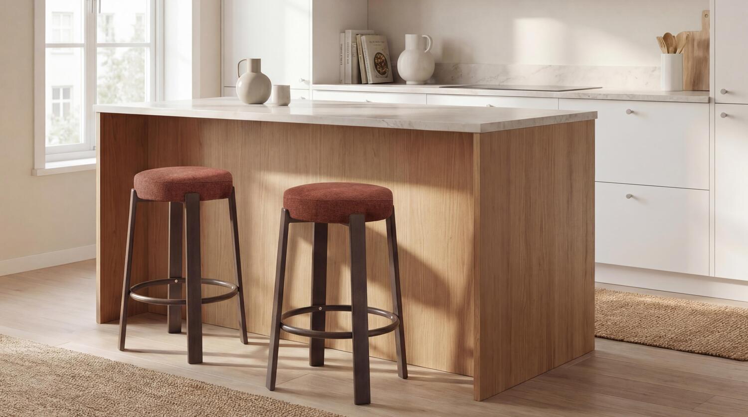 63.5cm Brown Orin Chenille Bar Stools