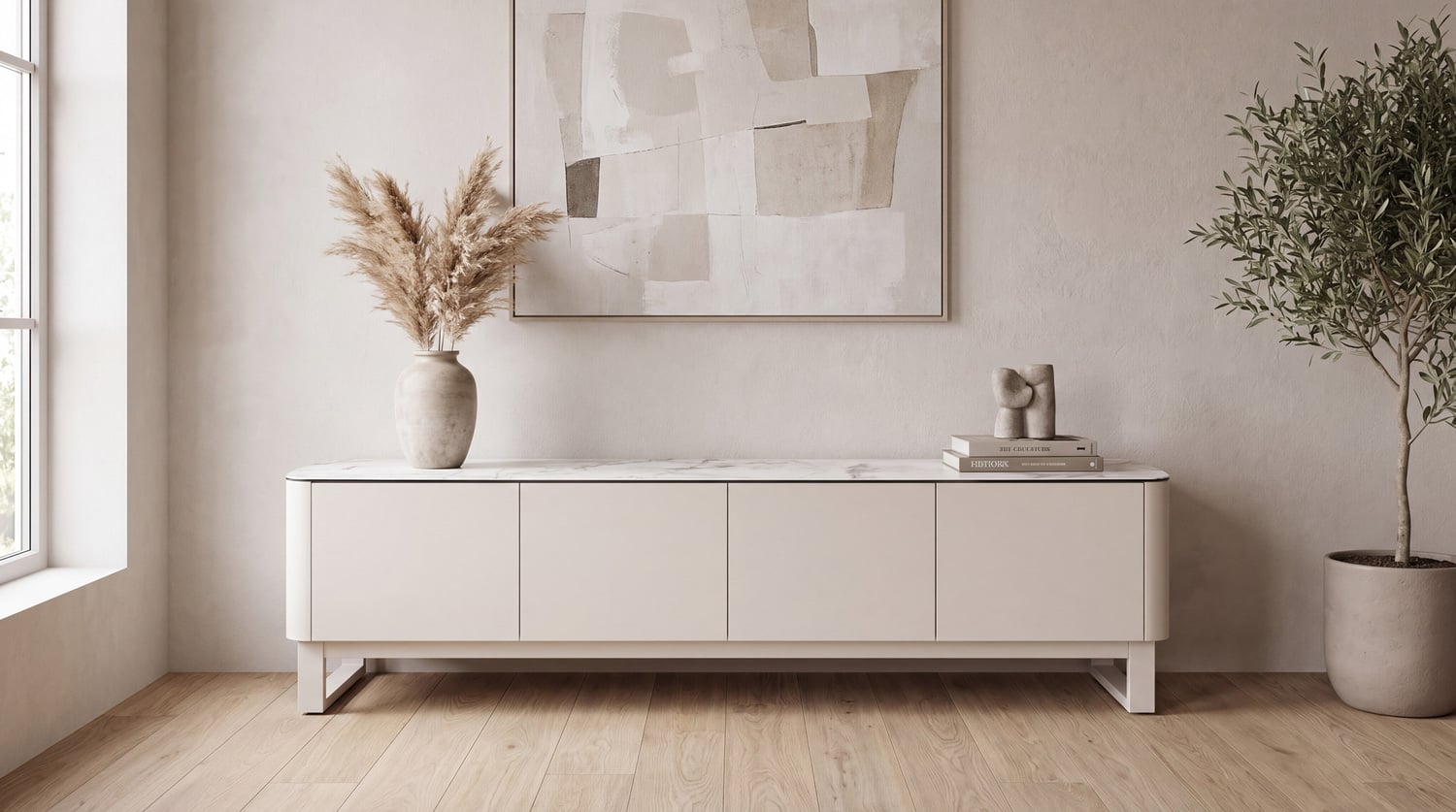 180cm Milford Ceramic & Glass Lowline TV Unit