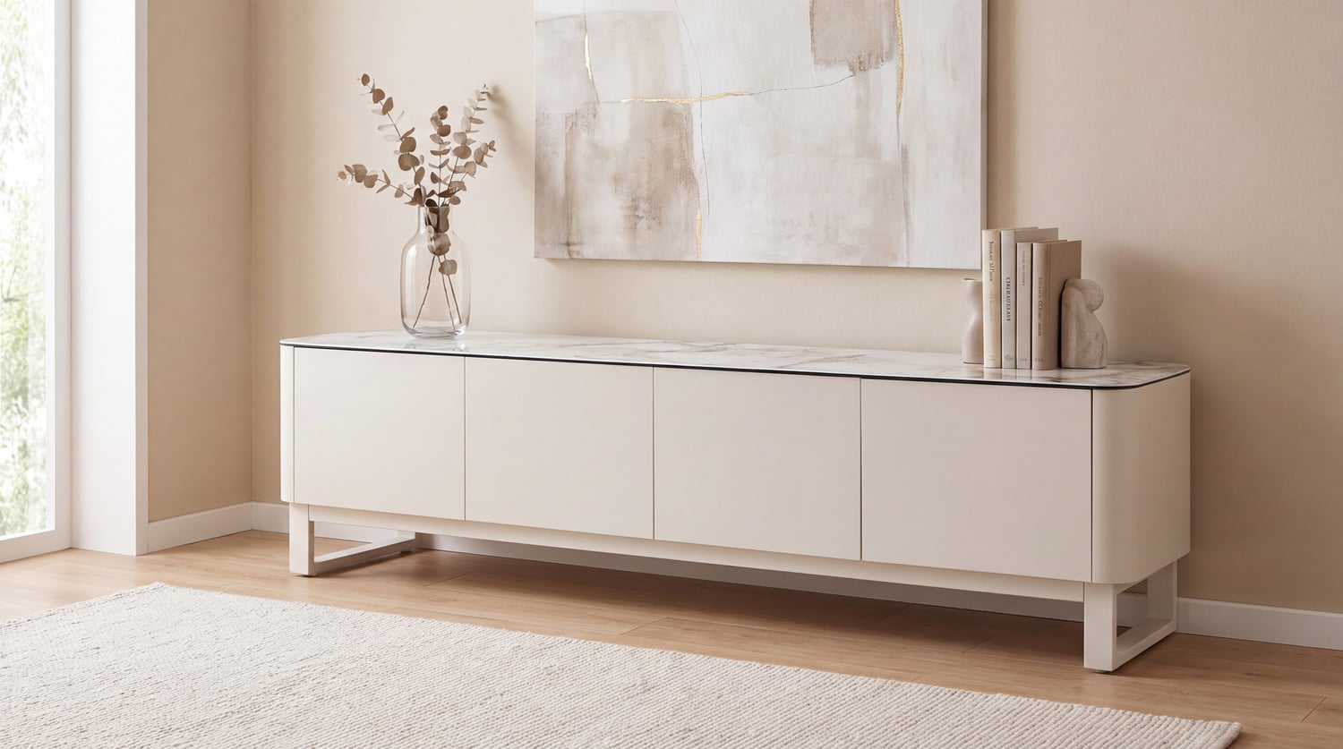 180cm Milford Ceramic & Glass Lowline TV Unit