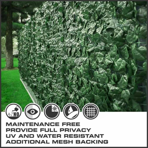 Faux Ivy Leaf Hedge Roll with Shade Cloth Backing