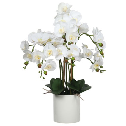 65cm Potted Faux Large Multi-Stem White Orchid Plant