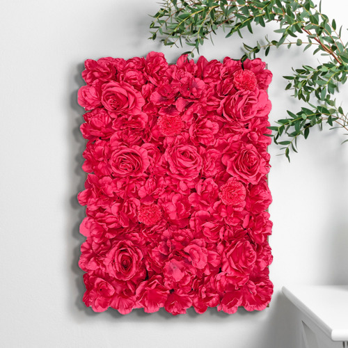 60cm Red Faux Flower Wall Panel | Temple & Webster