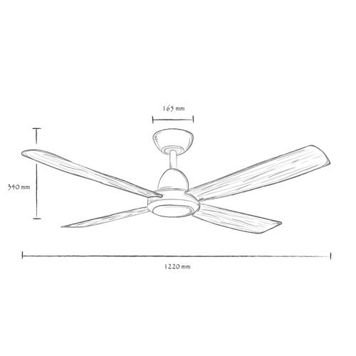 Combat 122cm DC Ceiling Fan with LED Light