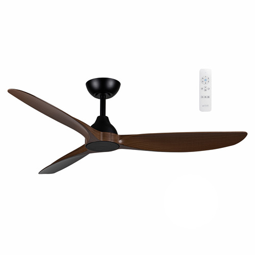 Spartan 132cm Teak & Matte Black DC Smart Ceiling Fan with Remote Control