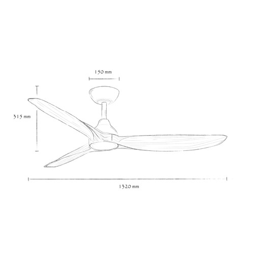 Spartan 132cm Teak & Matte Black DC Smart Ceiling Fan with Remote Control