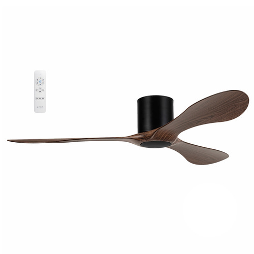 Shinzo 132cm Walnut & Matte Black DC Smart Ceiling Fan with Remote Control
