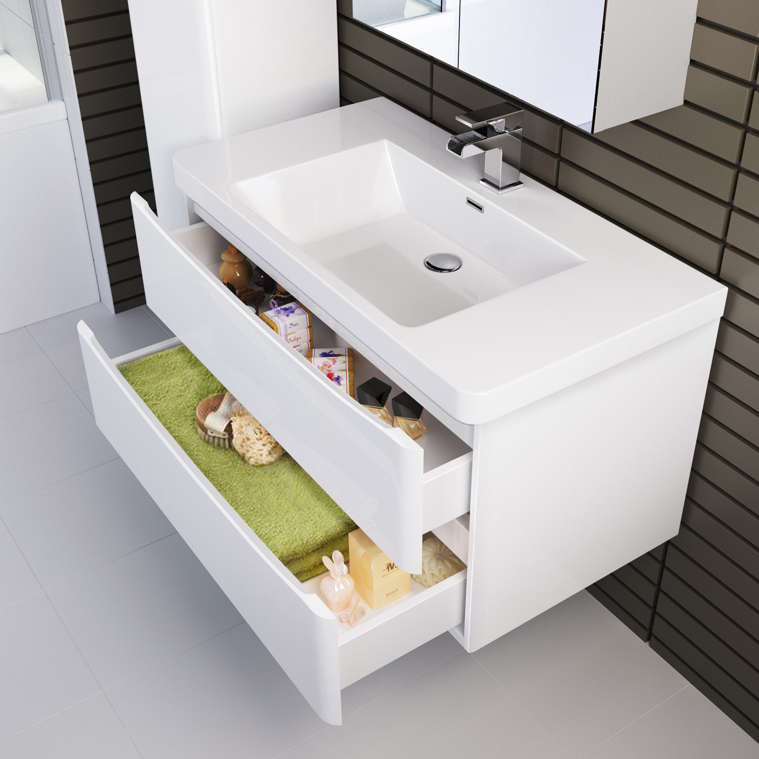 500 x 1200cm Ancona Wall Mounted Bathroom Vanity Unit