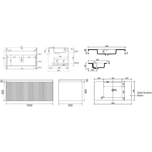 100cm Rimini Wall Mounted Vanity with Basin