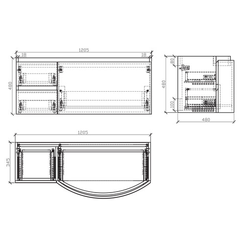 Prospero 1200mm Left Hand Wall Hung Single Vanity
