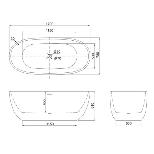 Ally Acrylic Freestanding Bath