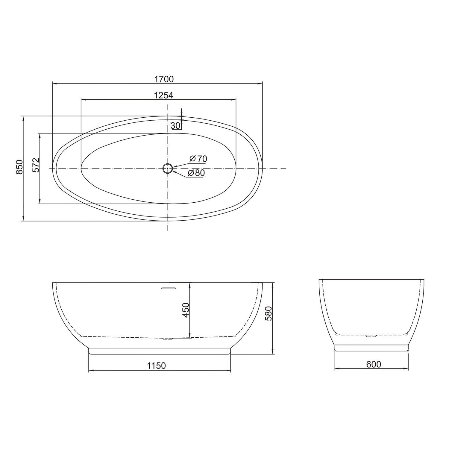 Aveo Acrylic Freestanding Bath