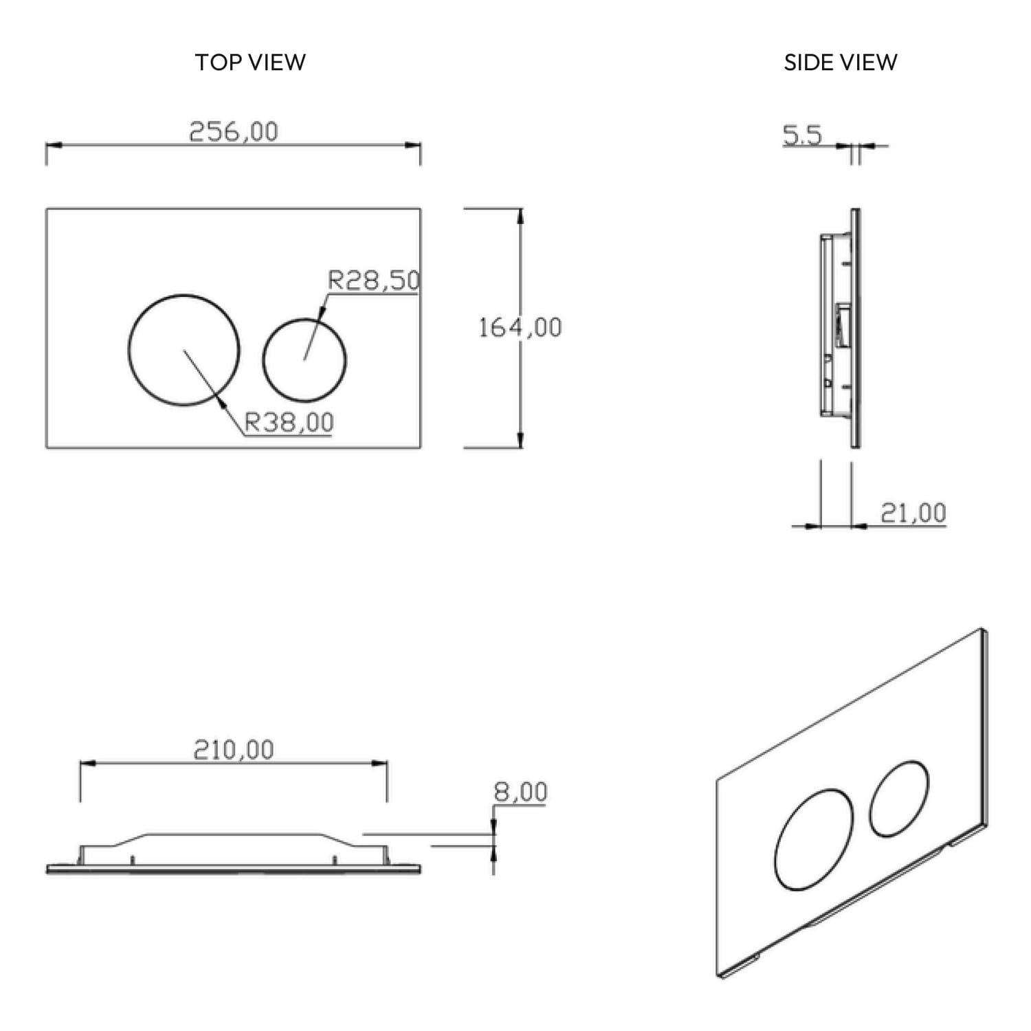 Solenne Dual Flush Plate