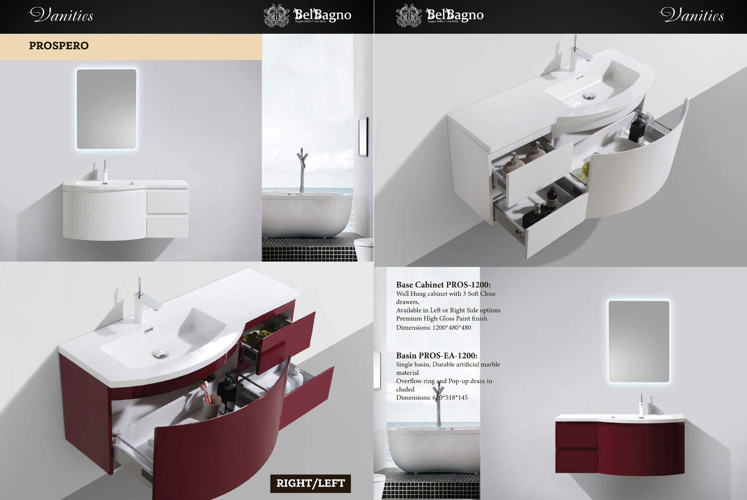 Prospero 1200mm Left Hand Wall Hung Single Vanity