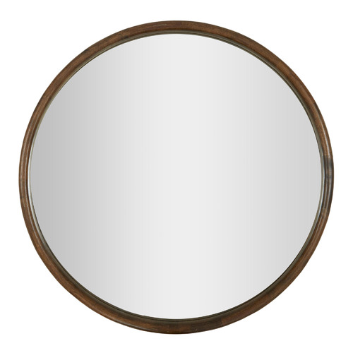 Harlan Round Oak Wood Wall Mirror Temple & ster