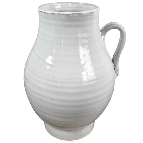 White Wide Mouth Ceramic Jug Vase Temple Webster