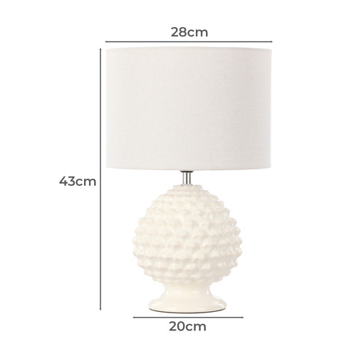 43cm White Sculpted Namoka Table Lamp