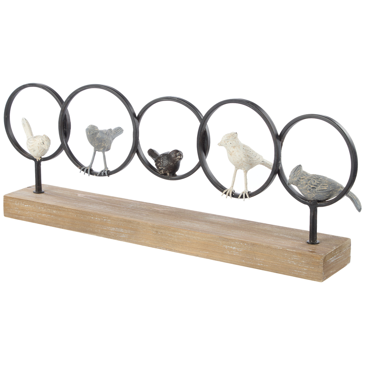 Birds Fir Wood & Cast Iron Sculpture