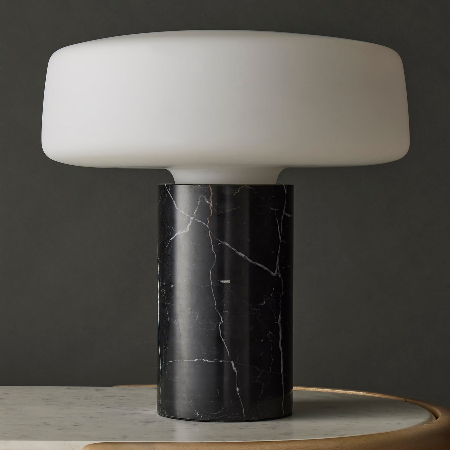 35cm Holland Glass & Marble Table Lamp