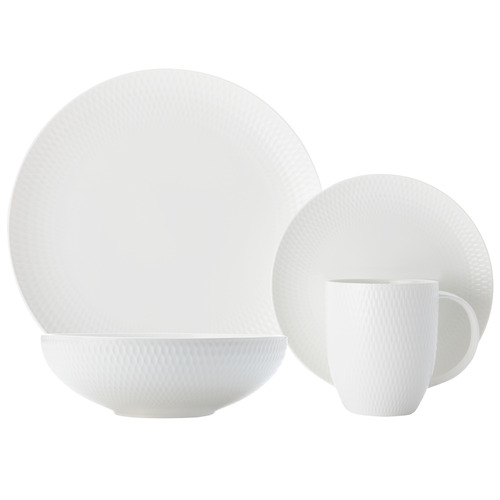 16 Piece White Basics Diamonds Dinner Set
