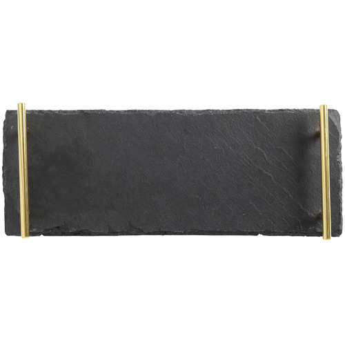 Maxwell & Williams Long Mezze Slate Serving Platter with Gold Handles