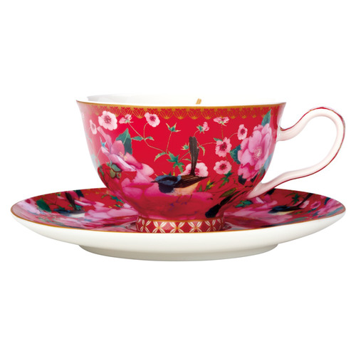 2 Piece Cherry Red Teas & C's Silk Road 200ml Footed Cup & Saucer Set