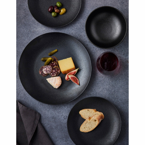 12 Piece Black Caviar Porcelain Dinner Set