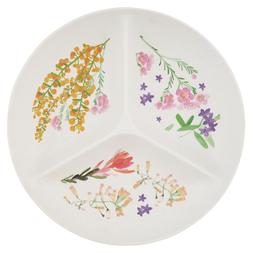 Wildflowers 23cm Bamboo Divided Platter | Temple & Webster