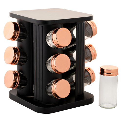 12 Piece Black Astor Iron Spice Rack Set