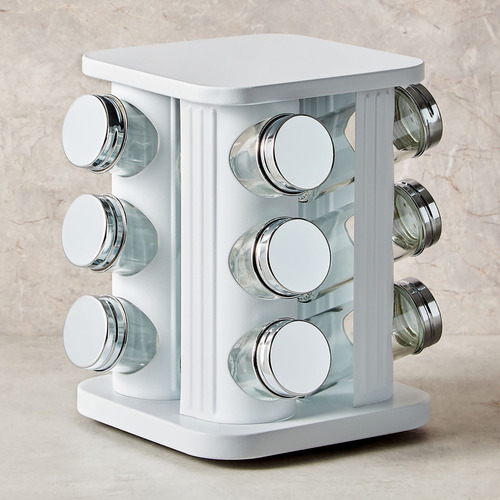 12 Piece White Astor Iron Spice Rack Set