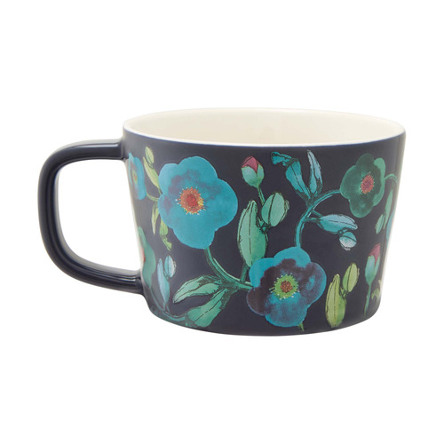 Navy Bloom 350ml Porcelain Mugs