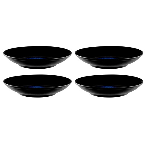 Midnight Caviar 25.7cm Porcelain Footed Bowls