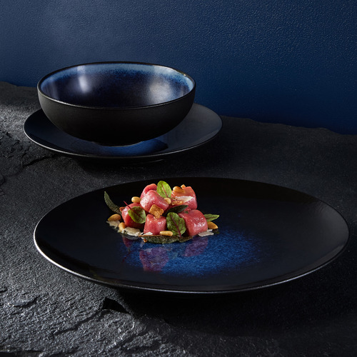 12 Piece Midnight Caviar Coupe Dinner Set