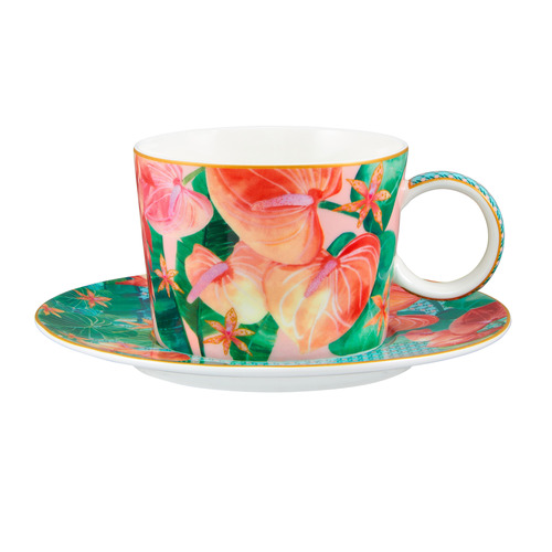 Blue Teas & C's Tropicana 250ml Porcelain Cup & Saucer