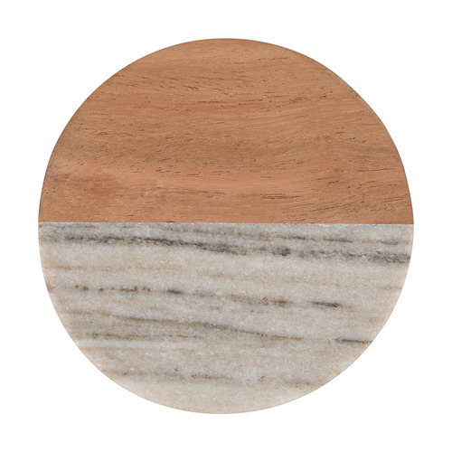 Coaster Collective Round Marble & Acacia Coasters