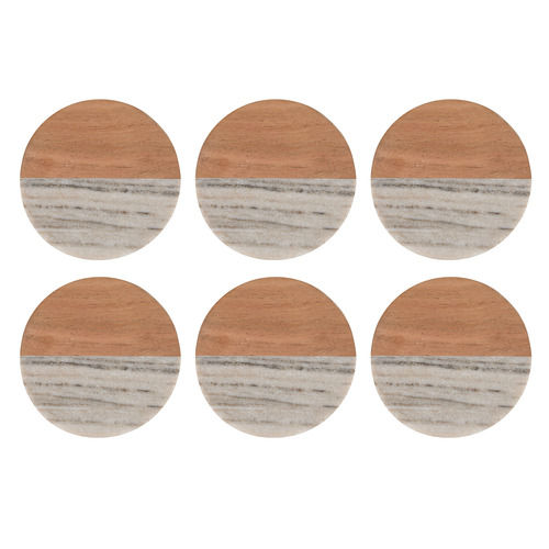 Coaster Collective Round Marble & Acacia Coasters