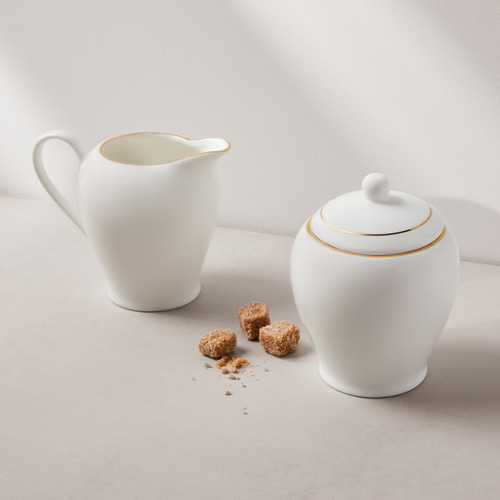 2 Piece White Porcelain Sugar & Creamer Set