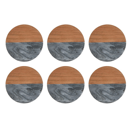 Coaster Collective Round Marble & Acacia Coasters