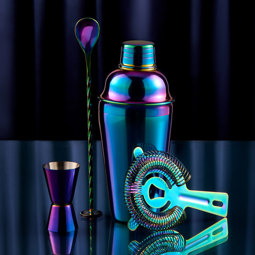 4 Piece Cocktail & Co Prism Cocktail Rainbow Shaker Set