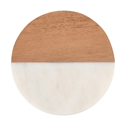 Coaster Collective Round Marble & Acacia Coasters
