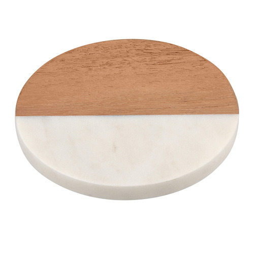 Coaster Collective Round Marble & Acacia Coasters
